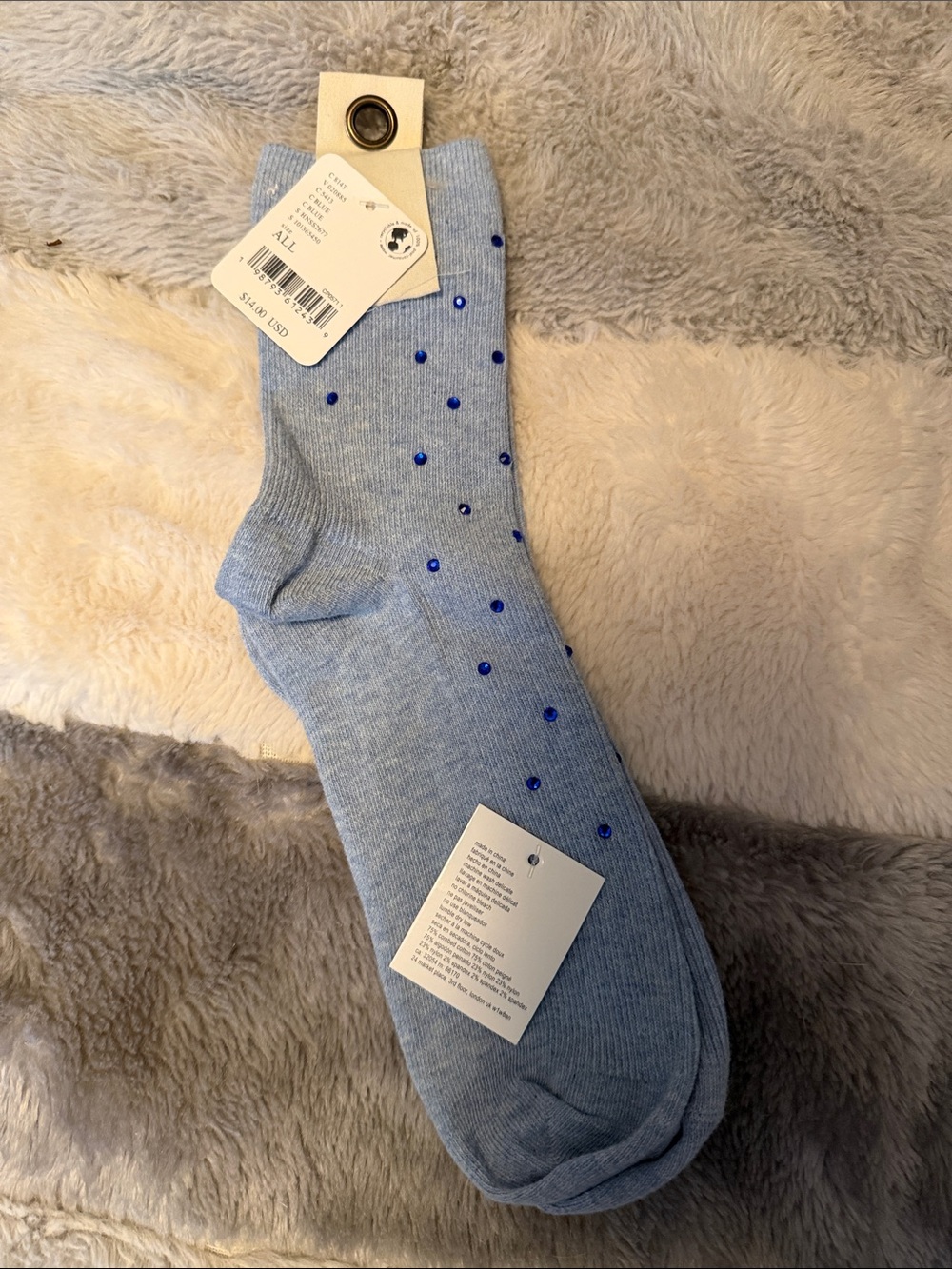 Free People Light Blue Socks with Royal Blue Studs